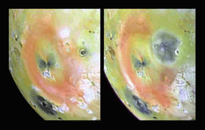Image from Galileo satellite of  the pele volcano on Io.