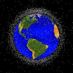 Debris in orbit around the Earth