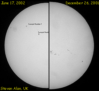 photographs taken by Steven Alan showing the apparent 
size of the Sun in late June and late December
      showing it is clearly larger in December when we are closer to it