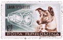 1957 sello de Rumania en honor a Laika